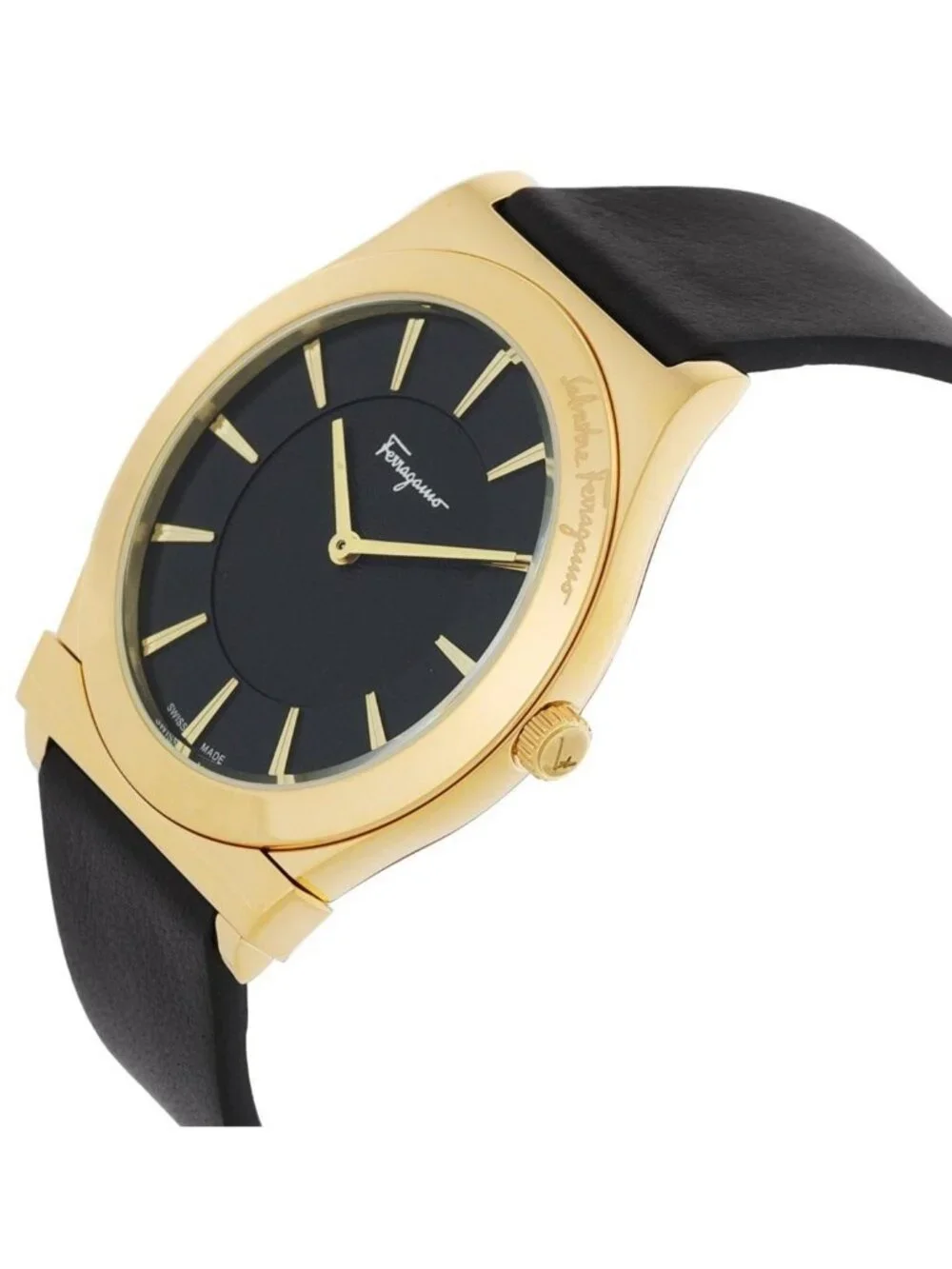 NWT Ferragamo 1898 Slim Quartz Black Dial Men's Watch